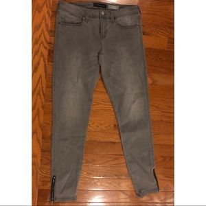 Grey Ankle Jeggings with Zippers